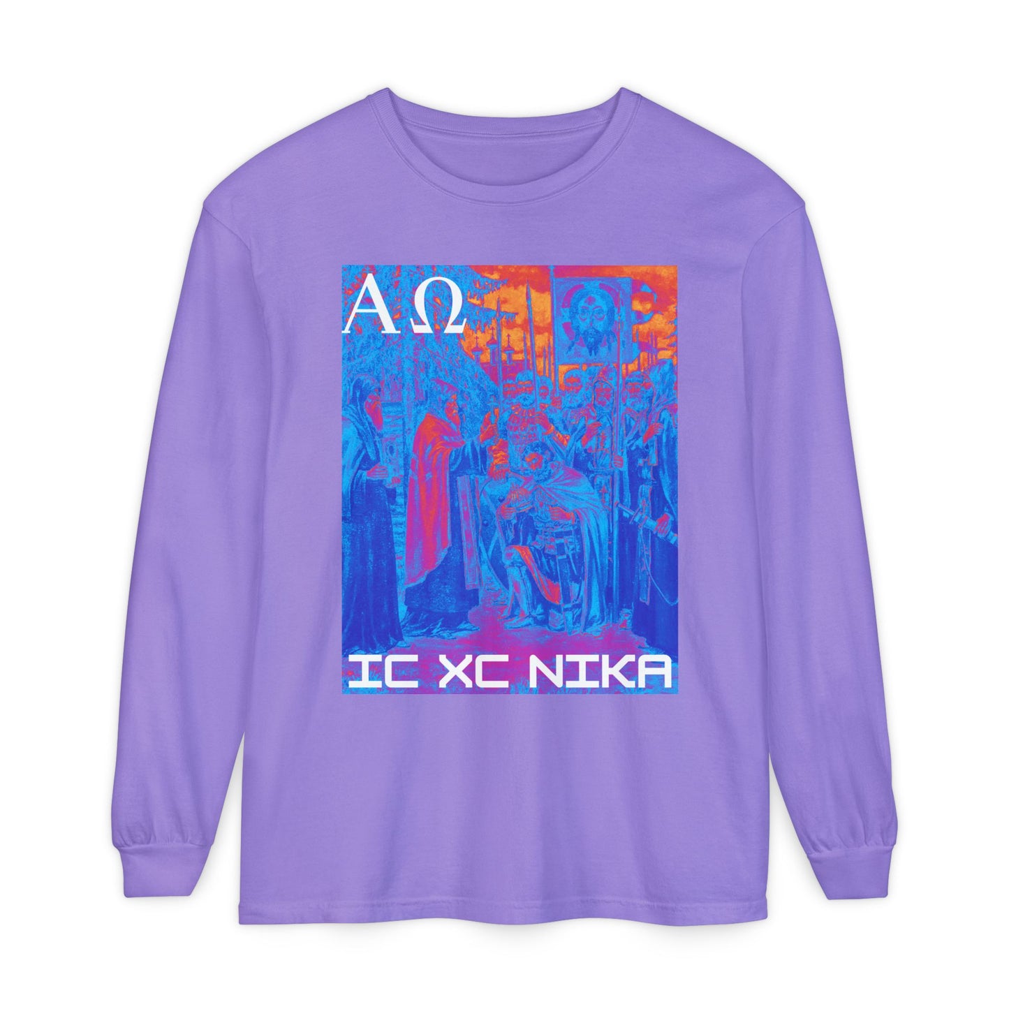 Alpha-Omega IC XC NIKA Unisex Garment-dyed Long Sleeve T-Shirt