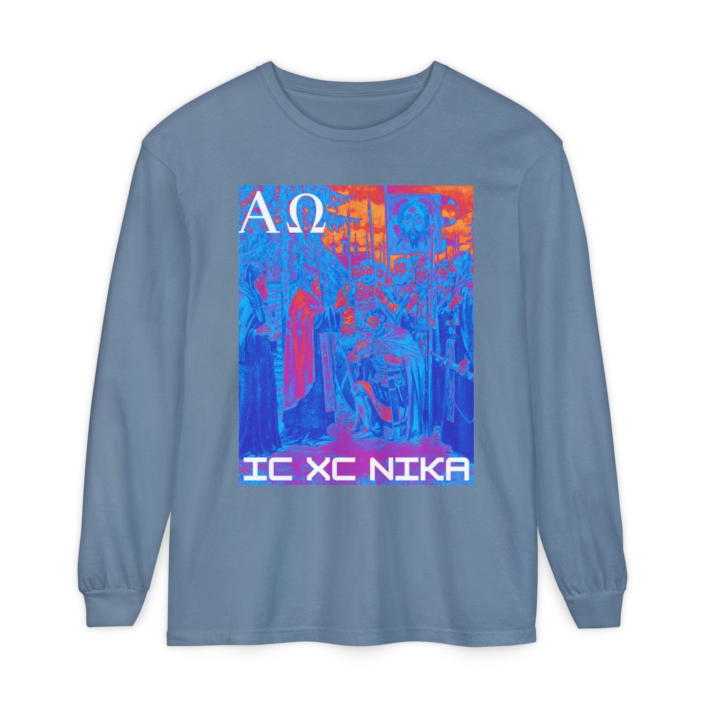 Alpha-Omega IC XC NIKA Unisex Garment-dyed Long Sleeve T-Shirt