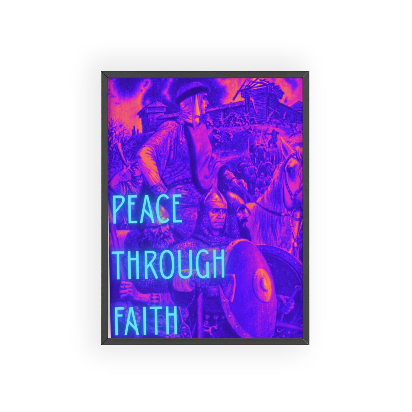Peace Through Faith Posters with Wooden Frame