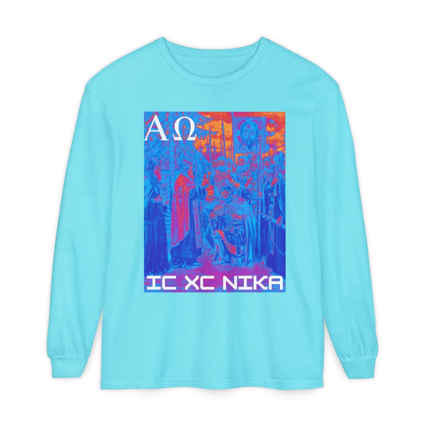 Alpha-Omega IC XC NIKA Unisex Garment-dyed Long Sleeve T-Shirt