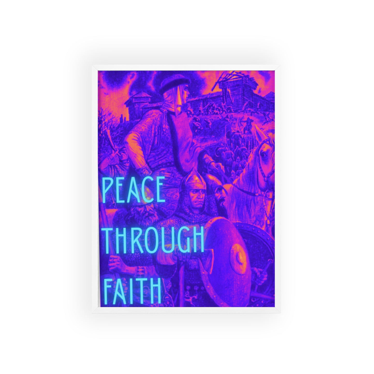 Peace Through Faith Posters with Wooden Frame