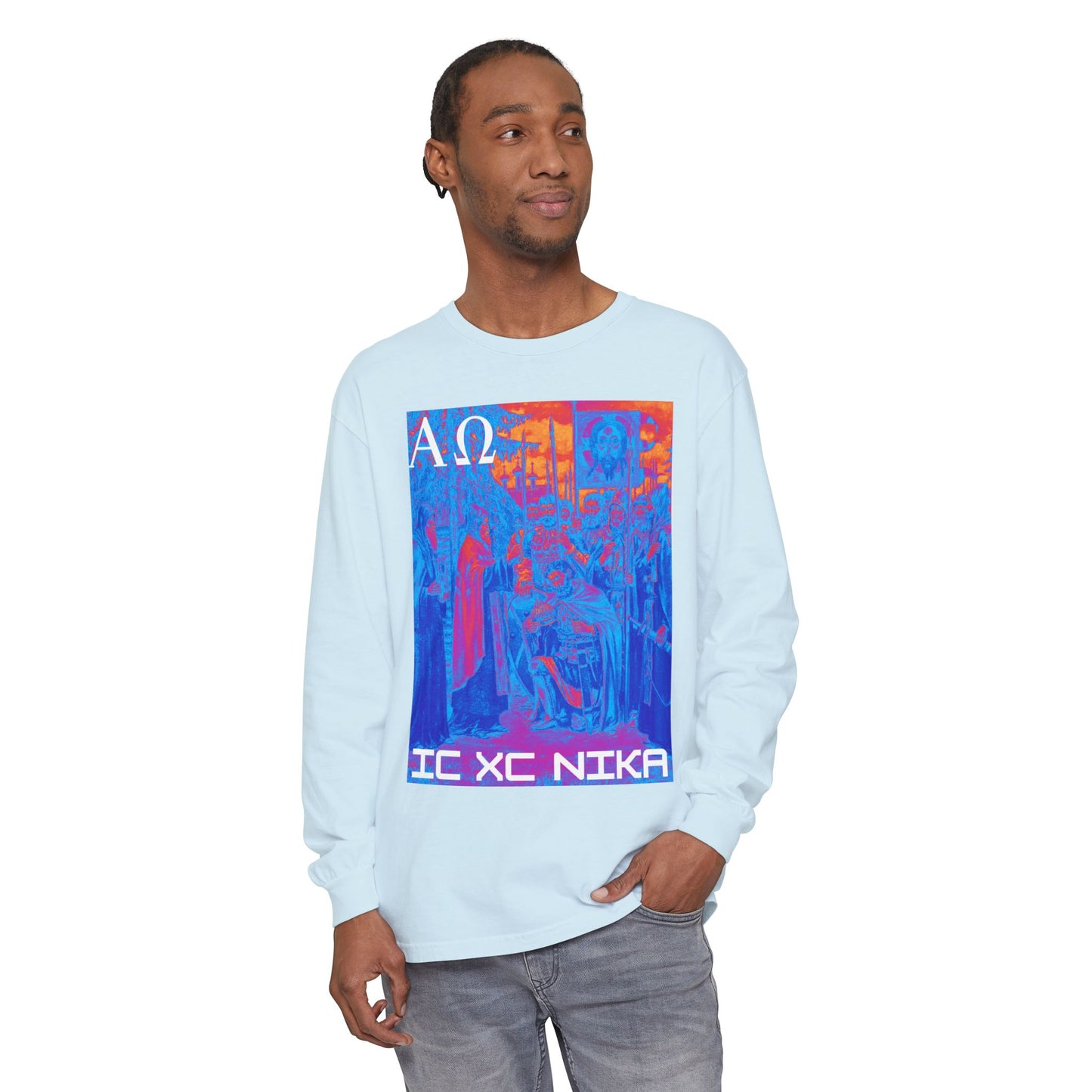 Alpha-Omega IC XC NIKA Unisex Garment-dyed Long Sleeve T-Shirt