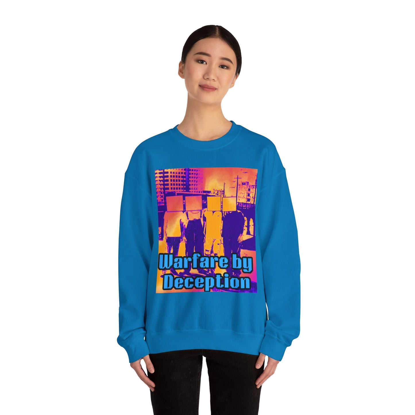 'Warfare by Deception Cozy Crewneck, Unisex Casual Wear, Streetwear, Gift for Artists, Layering