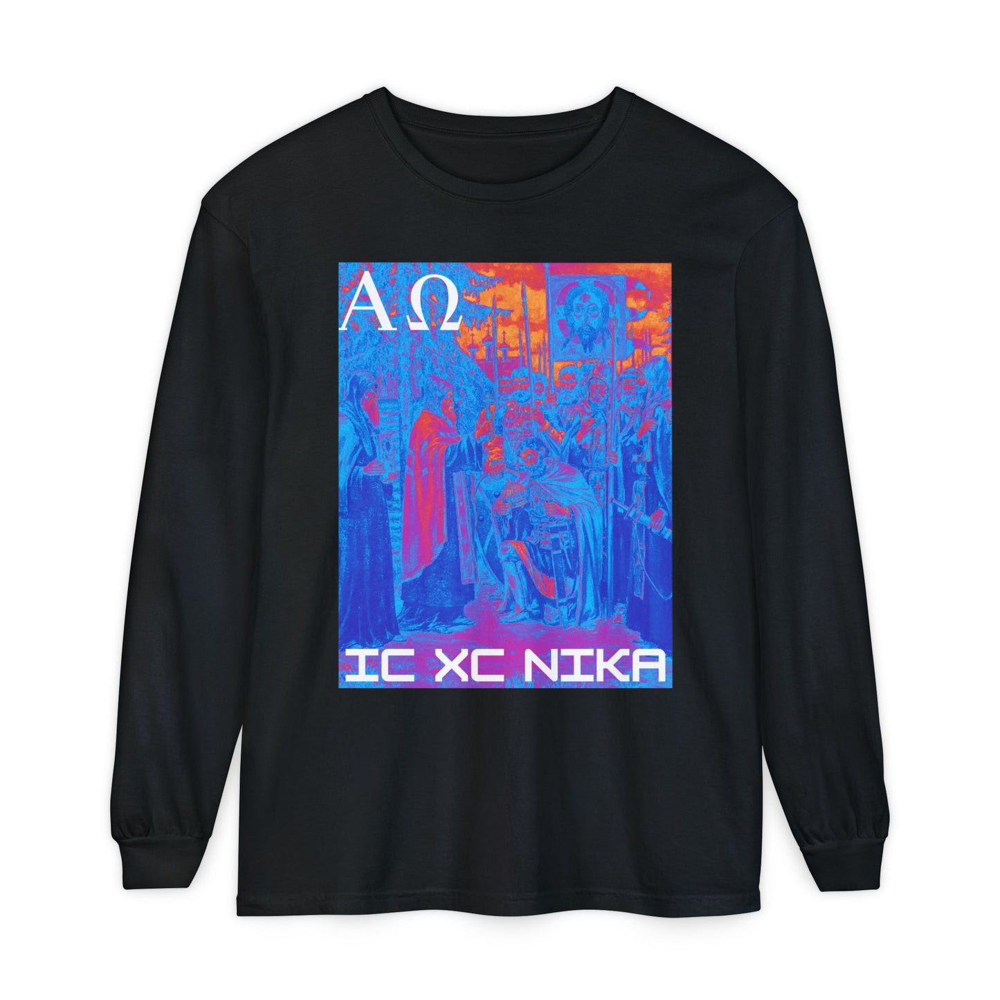 Alpha-Omega IC XC NIKA Unisex Garment-dyed Long Sleeve T-Shirt